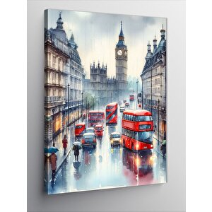 Kanvas Tablo Londra Otobüs Ve Big Ben 100x140 cm