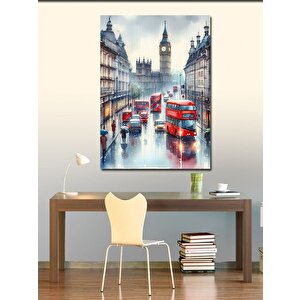 Kanvas Tablo Londra Otobüs Ve Big Ben 100x140 cm