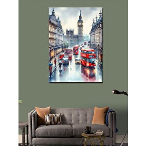 Kanvas Tablo Londra Otobüs Ve Big Ben 100x140 cm