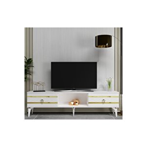 Pelindh Tv Sehpası Beyaz Altın Beyaz-Altın