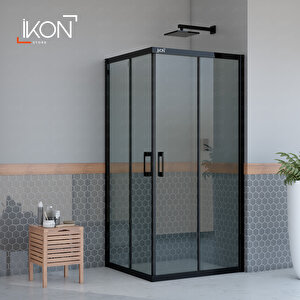 Dikdörtgen Siyah Füme Cam Duşakabin 70x130 cm