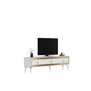 Ponnydh Tv Sehpası Beyaz Altın