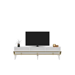 Ponnydh Tv Sehpası Beyaz Altın
