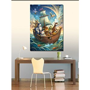 Kanvas Tablo Hayvanlarla Dolmuş Tekne 100x140 cm