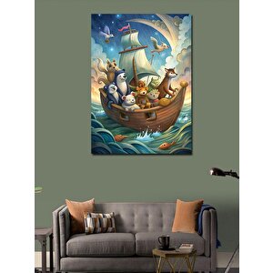 Kanvas Tablo Hayvanlarla Dolmuş Tekne 100x140 cm