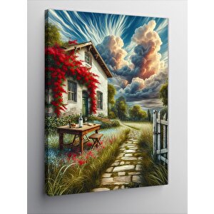 Kanvas Tablo Taş Ev Ve Bahçe 50x70 cm