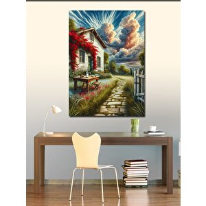 Kanvas Tablo Taş Ev Ve Bahçe 70x100 cm