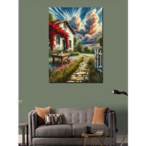 Kanvas Tablo Taş Ev Ve Bahçe 70x100 cm