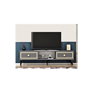 Ni̇ldh 150 Cm Tv Sehpasi Antrasi̇t Altin Antrasit Gold