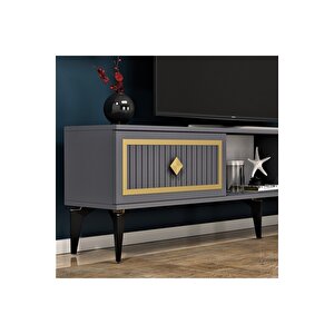 Ni̇ldh 150 Cm Tv Sehpasi Antrasi̇t Altin Antrasit Gold