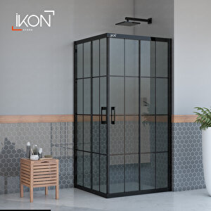 Dikdörtgen Siyah Karolaj Füme Cam Duşakabin 100x120 cm