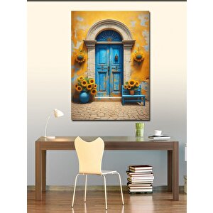 Kanvas Tablo Mavi Kapılı Ev 70x100 cm