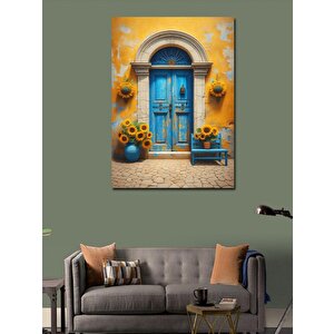 Kanvas Tablo Mavi Kapılı Ev 70x100 cm