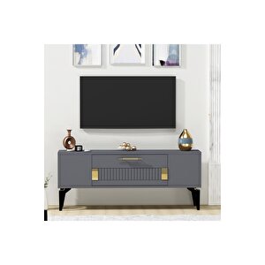 Fashiondh Tv Sehpası (alt Modül) Antrasit Altın Antrasit Gold