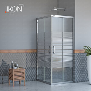 Kare Krom Buzlu Cam Duşakabin