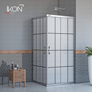 Dikdörtgen Krom Karolaj Buzlu Cam Duşakabin 90x150 cm