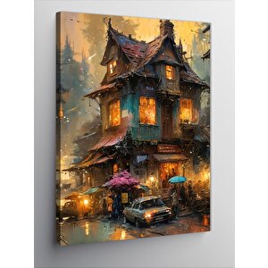 Kanvas Tablo Retro Kasaba 100x140 cm