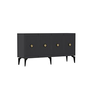 Mi̇dasdh 180 Cm Tv Sehpasi (alt Modül) Ve 4 Kapakli Konsol 2'li̇ Salon Takimi Antrasi̇t-altin