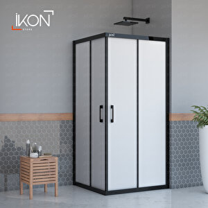 Dikdörtgen Siyah Buzlu Cam Duşakabin 70x150 cm