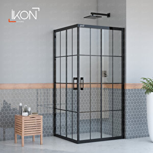 Dikdörtgen Siyah Karolaj  Cam Duşakabin 90x130 cm