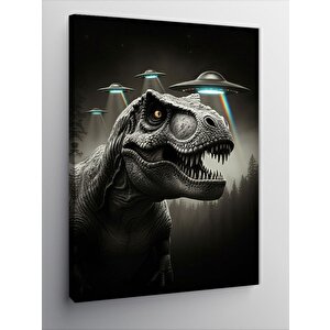 Kanvas Tablo T-rex Ve Uçan Daireler 70x100 cm
