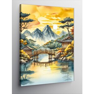 Kanvas Tablo Dağ Manzarası Ve Köprü 100x140 cm