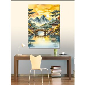 Kanvas Tablo Dağ Manzarası Ve Köprü 100x140 cm