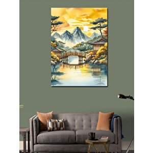 Kanvas Tablo Dağ Manzarası Ve Köprü 100x140 cm