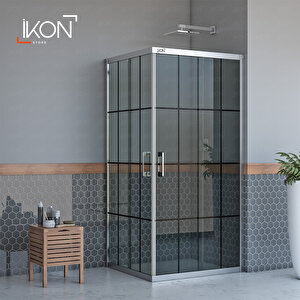 Dikdörtgen Krom Karolaj Füme Cam Duşakabin 70x120 cm