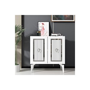 Capri̇dh 75 Cm Konsol Beyaz Gümüş Beyaz-Gümüş