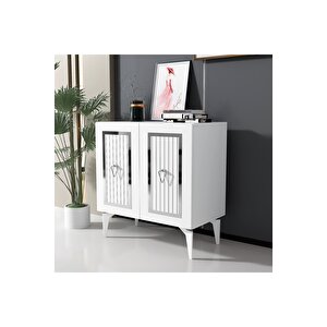 Capri̇dh 75 Cm Konsol Beyaz Gümüş Beyaz-Gümüş