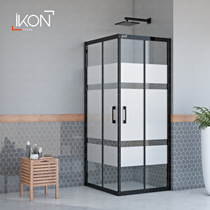 Kare Siyah Buzlu Cam Duşakabin 120x120 cm