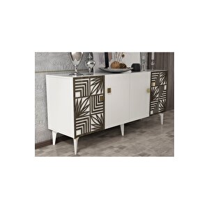 Mi̇di̇adh Konsol 4 Kapakli , Lazer Kesi̇mli̇ Beyaz (cevi̇z Desen)