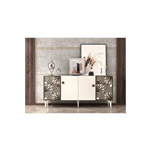 Mi̇di̇adh Konsol 4 Kapakli , Lazer Kesi̇mli̇ Beyaz (cevi̇z Desen)