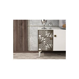 Mi̇di̇adh Konsol 4 Kapakli , Lazer Kesi̇mli̇ Beyaz (cevi̇z Desen)