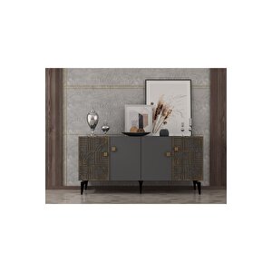 Mi̇di̇adh Konsol 4 Kapakli , Lazer Kesi̇mli̇ Antrasi̇t (cevi̇z Desen)