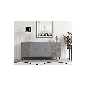 Ali̇zadh Konsol 4 Kapakli Lazer Kesi̇mli̇ Antrasi̇t (cevi̇z Desen)