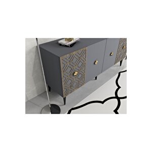 Ali̇zadh Konsol 4 Kapakli Lazer Kesi̇mli̇ Antrasi̇t (cevi̇z Desen)