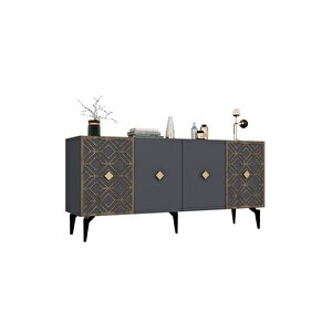 Ali̇zadh Konsol 4 Kapakli Lazer Kesi̇mli̇ Antrasi̇t (cevi̇z Desen)