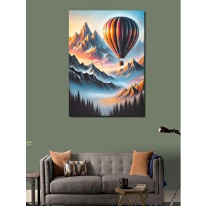 Kanvas Tablo Dağ Manzarası Ve Uçan Balon 100x140 cm