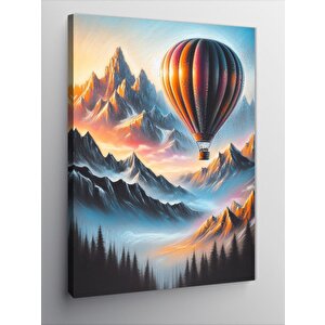 Kanvas Tablo Dağ Manzarası Ve Uçan Balon 50x70 cm