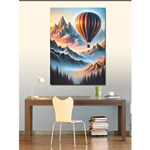 Kanvas Tablo Dağ Manzarası Ve Uçan Balon 50x70 cm