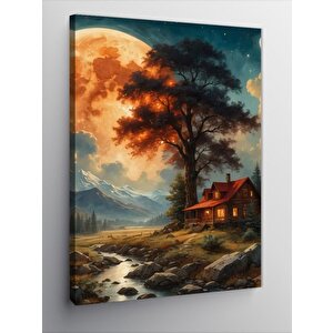 Kanvas Tablo Manzaralı Ev 100x140 cm