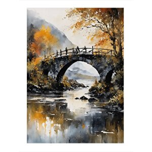 Eski Köprü Manzarası Tasarım Ahşap Tablo 35cm X50cm 35x50 cm