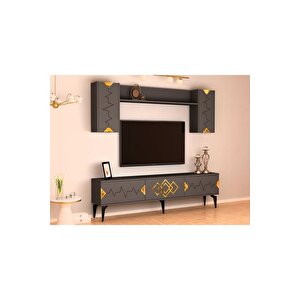 Ri̇ti̇mdh 180 Cm Tv Üni̇tesi̇ Takimi Antrasi̇t Altin Antrasit Gold
