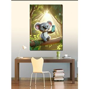 Kanvas Tablo Ormanda Selfie Çeken Sevimli Koala 70x100 cm