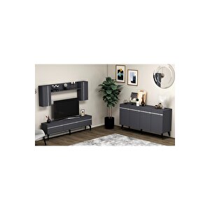 Defnedh 180 Cm Tv Üni̇tesi̇ Ve Konsol  2'li̇ Salon Takimi Antrasi̇t Gümüş Antrasit Gümüş