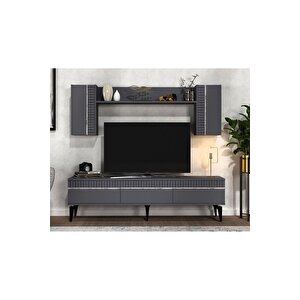 Defnedh 180 Cm Tv Üni̇tesi̇ Ve Konsol  2'li̇ Salon Takimi Antrasi̇t Gümüş