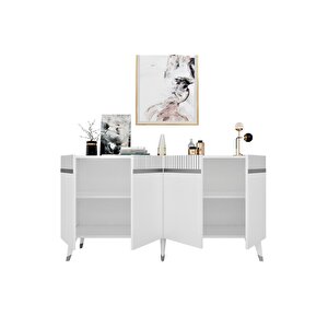 Defnedh 180 Cm Tv Üni̇tesi̇ Ve Konsol  2'li̇ Salon Takimi Beyaz Gümüş
