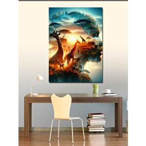 Kanvas Tablo Hayvanlar Ve Kadın 70x100 cm